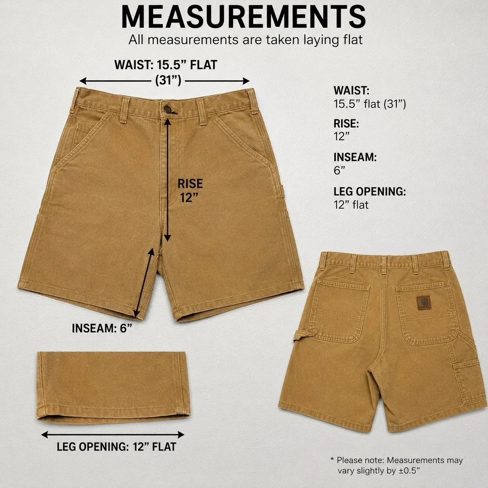 Vintage Carhartt WU1906 Duck Canvas Carpenter Work Shorts Brown Size 31 Y2K
